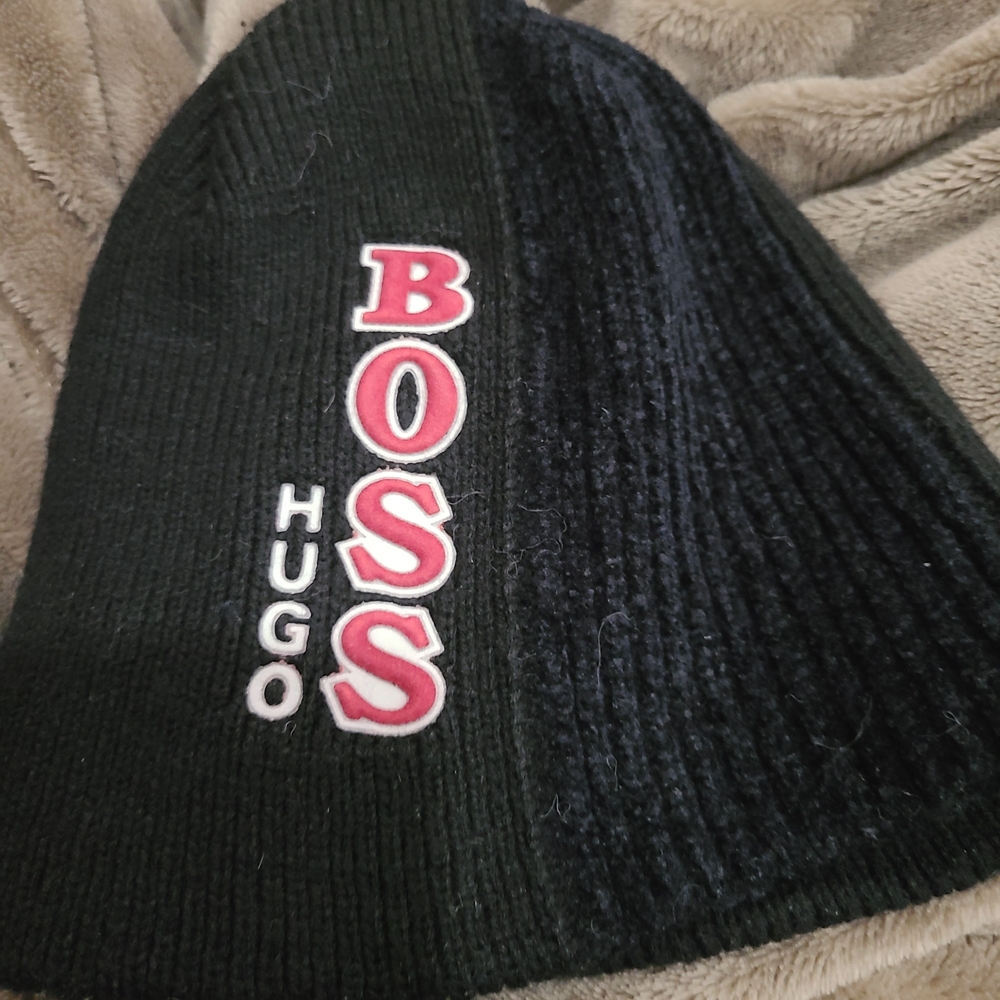 Hugo Boss Black Beanie with Red Logo